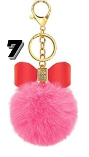 Puffball w/ Bow Keychain